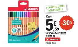 E.Leclerc 16 STYLOS- FEUTRES POINT 88 offre