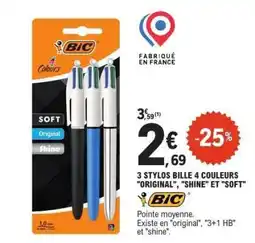 E.Leclerc BIC 3 stylos-bille 4 couleurs offre