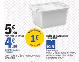 E.Leclerc BOÎTE DE RANGEMENT 11L BLANC offre