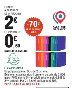 E.Leclerc CAHIER CLASSEUR offre