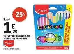 E.Leclerc 12 FEUTRES DE COLORIAGE COLOR'PEPS LONG LIFE offre