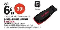 E.Leclerc CLÉ USB 3.0 CRUZER GLIDE 32GB offre