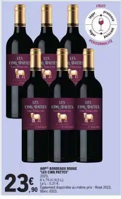 E.Leclerc AOP Bordeaux Rouge 'Les Cinq Pattes' offre
