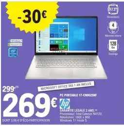 E.Leclerc PC PORTABLE 17-CN0025NF offre