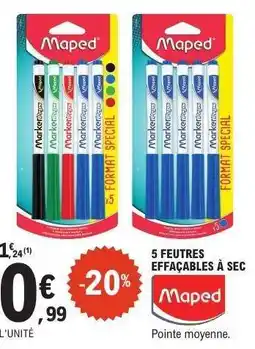 E.Leclerc Maped 5 Feutres Effaçables à Sec offre