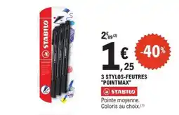E.Leclerc 3 STYLOS-FEUTRES POINTMAX offre