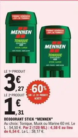 E.Leclerc DEODORANT STICK “MENNEN” offre