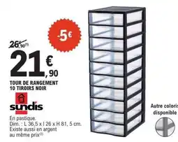 E.Leclerc TOUR DE RANGEMENT 10 TIROIRS NOIR offre
