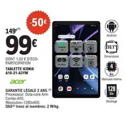 E.Leclerc Tablette Iconia A10-21-A3YW offre