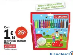 E.Leclerc 18 FEUTRES DE COLORIAGE TRIO A-Z offre