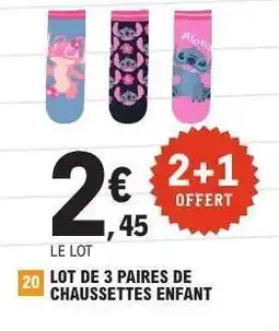 E.Leclerc Lot de 3 paires de chaussettes enfant offre