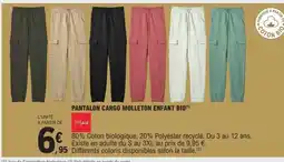 E.Leclerc PANTALON CARGO MOLLETON ENFANT BIO offre