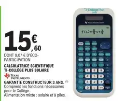 E.Leclerc Calculatrice Scientifique TI-Collège Plus Solaire offre