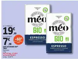 E.Leclerc CAFÉ EN GRAINS BIO MÉO offre