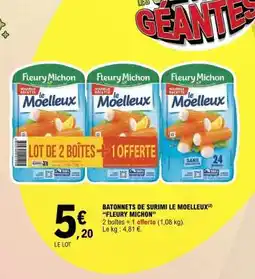 E.Leclerc Bâtonnets De Surimi Le Moelleux Fleury Michon offre