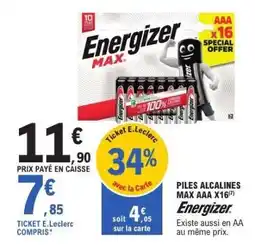 E.Leclerc Piles Alcalines Max AAA x16 offre