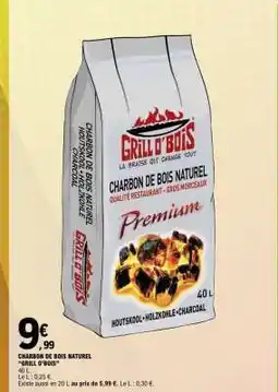E.Leclerc CHARBON DE BOIS NATUREL “GRILL O’BOIS” offre