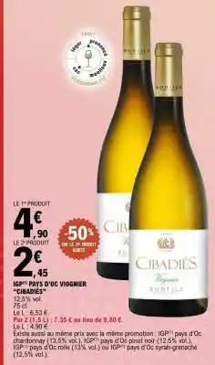 E.Leclerc IGP Pays d'Oc Viognier 'Cibadiès' offre