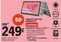 E.Leclerc TABLETTE TAB PLUS ZADX0091SE offre