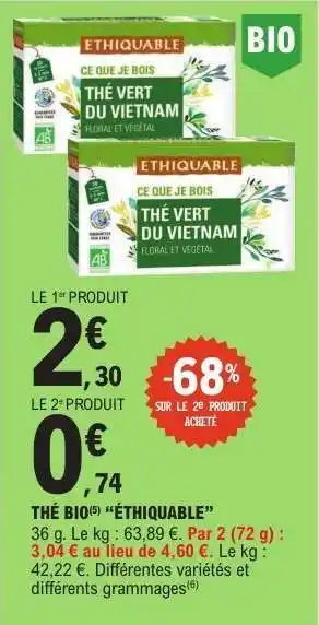 E.Leclerc THÉ BIO ETHIQUABLE offre