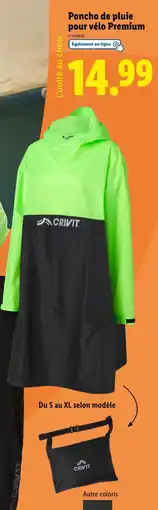 Lidl CRIVIT Poncho de pluie pour vélo premium offre