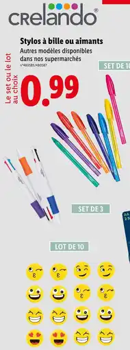Lidl Crelando Stylos à bille ou aimants offre