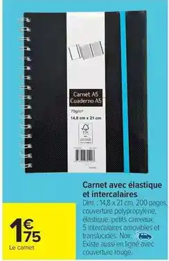 Carrefour Express Dim - carnet avec élastique et intercaaires offre