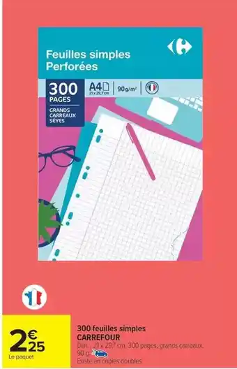 Carrefour Express Carrefour - feuilles simples perforées offre
