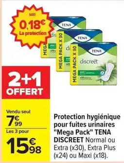 Carrefour Express Tena discreet - protection hygiénique pour fuites urinaires mega pack offre