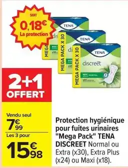 Carrefour Express Tena discreet - protection hygiénique pour fuites urinaires mega pack offre