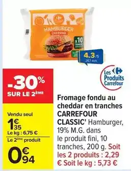 Carrefour Express Carrefour classic - fromage fondu au cheddar en tranches offre