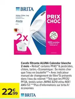 Carrefour Express Brita - carafe filtrante calendar blanche 2 mois offre