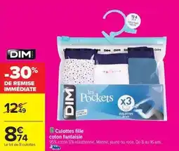 Carrefour Express Dim - culottes fille coton fantasie offre