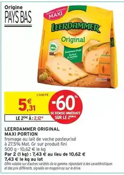 Intermarché Express Leerdammer - original maxi portion offre