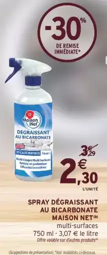 Intermarché Maison net - spray dégraissant au bicarbonate offre
