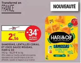 Intermarché Express Hari & co - samossas, lentilles corail et coco sauce rougail offre