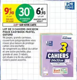 Intermarché Express Oxford - lot de 3 cahiers 24x32cm pique easybook pastel offre