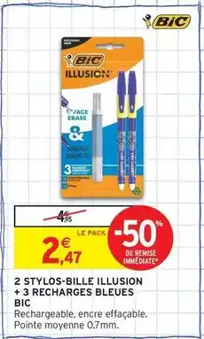 Intermarché Express Bic - 2 stylos-bille illusion + 3 recharges bleues offre