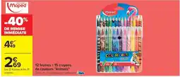 Carrefour MAPED 12 feutres + 15 crayons de couleurs "Animals" offre