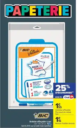 Carrefour BIC Ardoise effaçable à sec offre