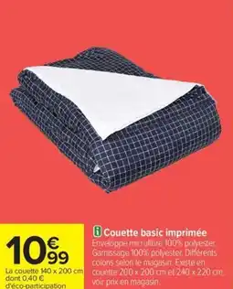 Carrefour Couette basic imprimée offre