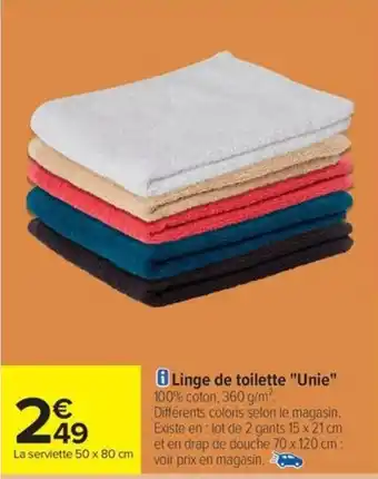 Carrefour Linge de toilette "Unie" offre