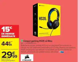 Carrefour Casque gaming HS35 v2 Bleu offre