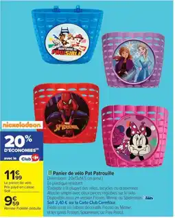 Carrefour Panier de vélo Pat Patrouille offre