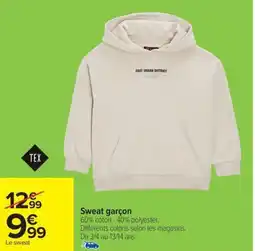 Carrefour Sweat garçon offre