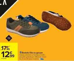 Carrefour Baskets fille ou garçon offre