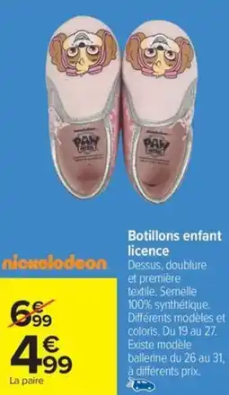 Carrefour Botillons enfant licence offre