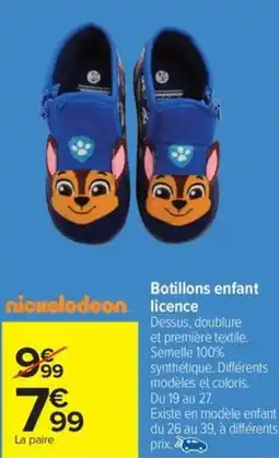 Carrefour Botillons enfant licence offre