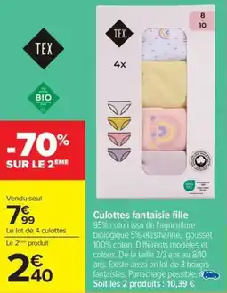 Carrefour Culottes fantaisie fille offre