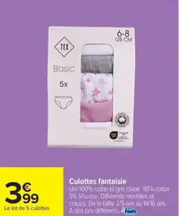 Carrefour Culottes fantaisie offre